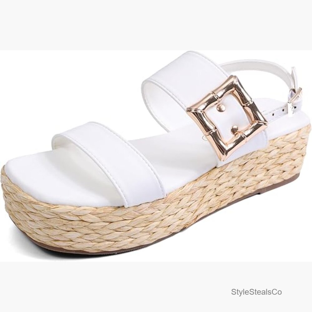 Platform Espadrille Sandals Adjustable Ankle Stra… - image 1